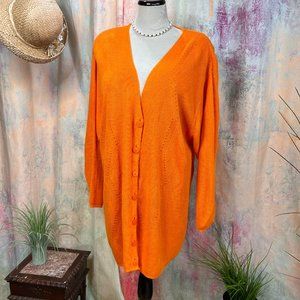 VTG 📌G. Pisano Bold Orange Is Trending For Spring Long Sleeves Knit Cardigan